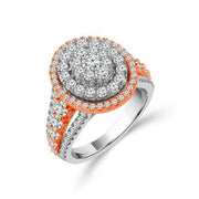 2.00ctw 2-Tone Oval Multi-Stone Wide Diamond Shank Engagement Ring