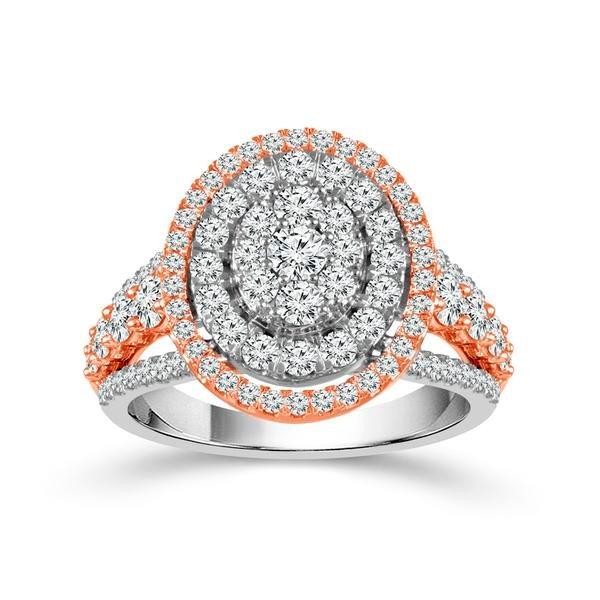 2.00ctw 2-Tone Oval Multi-Stone Wide Diamond Shank Engagement Ring