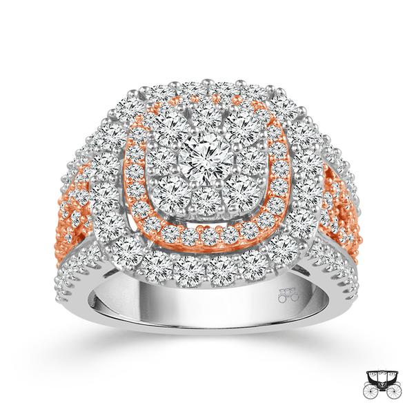 Fancy Bold 14K 2-tone 2.50ctw Diamond Right Hand Ring