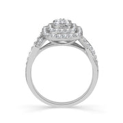 1.00ctw Double Halo Multi-Diamond Braided Diamond Shank Engagement Ring