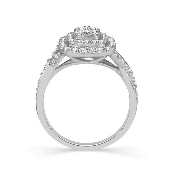 1.00ctw Double Halo Multi-Diamond Braided Diamond Shank Engagement Ring