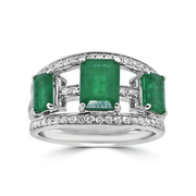 Fancy Emerald Ring with Diamonds