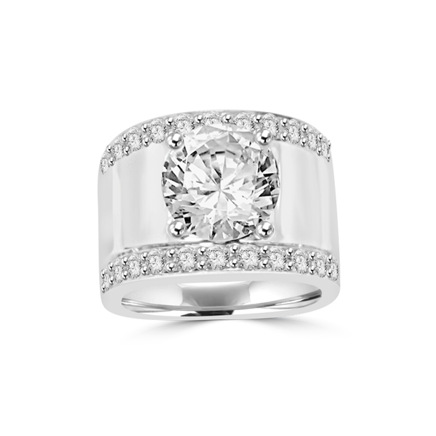 1.50 ctw 4-prong Round Brilliant Wide Shank Right Hand Diamond Ring