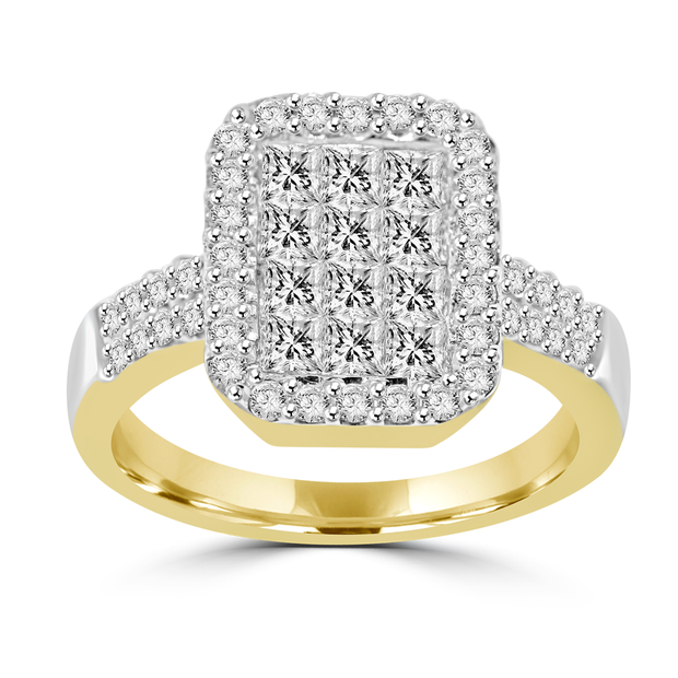 1.25ctw Custom Made Rectangular Halo Diamond Right Hand Ring