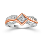 2-Tone Open & Airy Princess Cut0.21ctw Accent Diamond Promise Ring