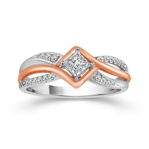 2-Tone Open & Airy Princess Cut0.21ctw Accent Diamond Promise Ring