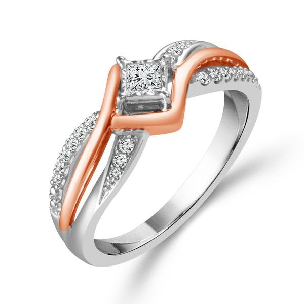 2-Tone Open & Airy Princess Cut0.21ctw Accent Diamond Promise Ring