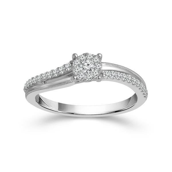 0.25ctw Micro-Pave Round Cluster-Diamond Promise Rings