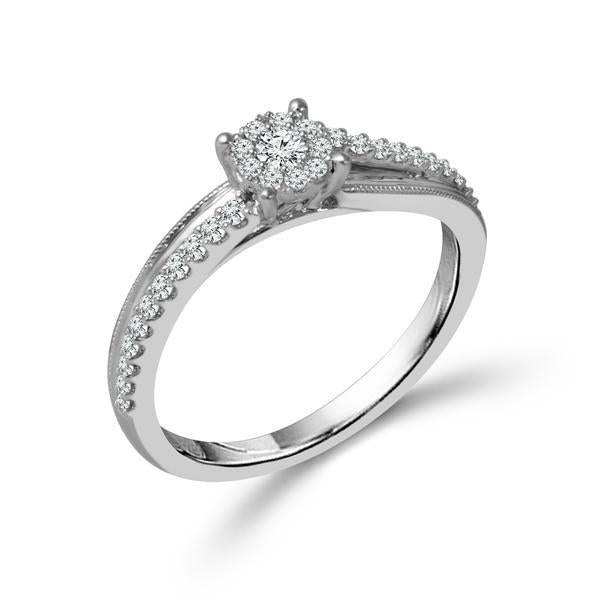 0.25ctw Micro-Pave Round Cluster-Diamond Promise Rings