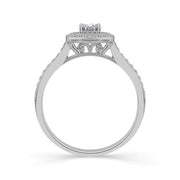 10k White Gold 0.13ctw Vintage Multi-Diamond Round Halo Promise Rings