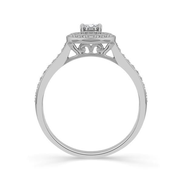 10k White Gold 0.13ctw Vintage Multi-Diamond Round Halo Promise Rings