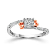 Petite 0.25ctw Multi-Diamond Promise Rings With Heart details