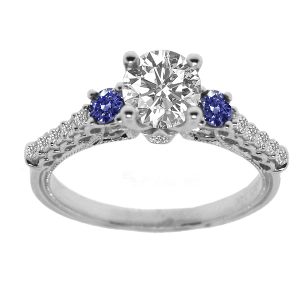 14K WG 1.00 ct Center Stone Verragio Diamond Engagement Ring 1.30 ctw.