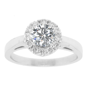18K 0.70ct center stone, total weight 0.90ctw, Halo Diamond Ring
