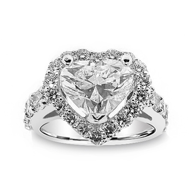 18K WG 3,00ct GIA 2207609784 Center Diamond 4.69 ctw, Heart Shape Diamond Engagement Ring