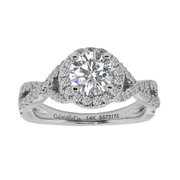 18K WG Diamond Halo Engagement Ring, total weight 1.10ctw