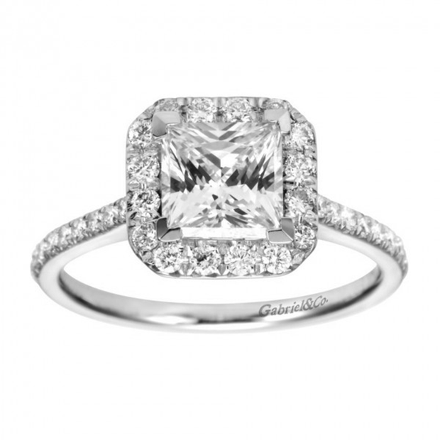 18K WG with 1.05 Ct Center Stone, total weight 1.42 Ctw, Gabriel & CO Diamond Fancy Ring, GIA Diamond 7111471405