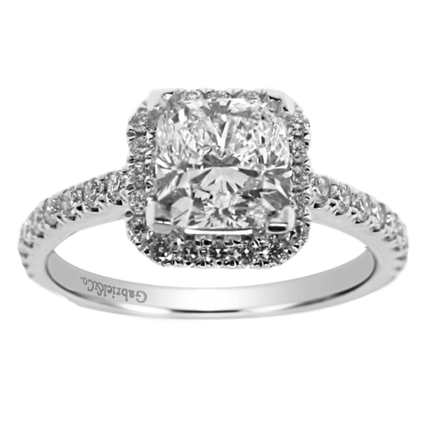 18K WG with GIA 1.75ct Center Stone, total weight 2.15 ctw Gabriel & CO Diamond Fancy Ring, GIA 6205289516 Diamond