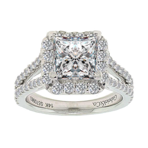 18K WG with GIA 2.01ct center stone, total weight 2.71ctw, Diamond Halo Engagement Ring with Center GIA 2.01ct Diamond 6173315958