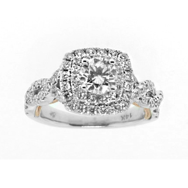 14K 2 -Tone 0.58 Ctw GIA 14113884 Center Diamond 1.22 Ctw, Verragio Diamond Engagement Ring