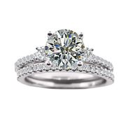 3-Stone Custom Made Micro-Pave Diamond Bridal Set
