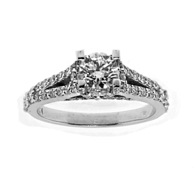 14K WG 0.70 Ctw Diamond Engagement Ring 1.22 Ctw