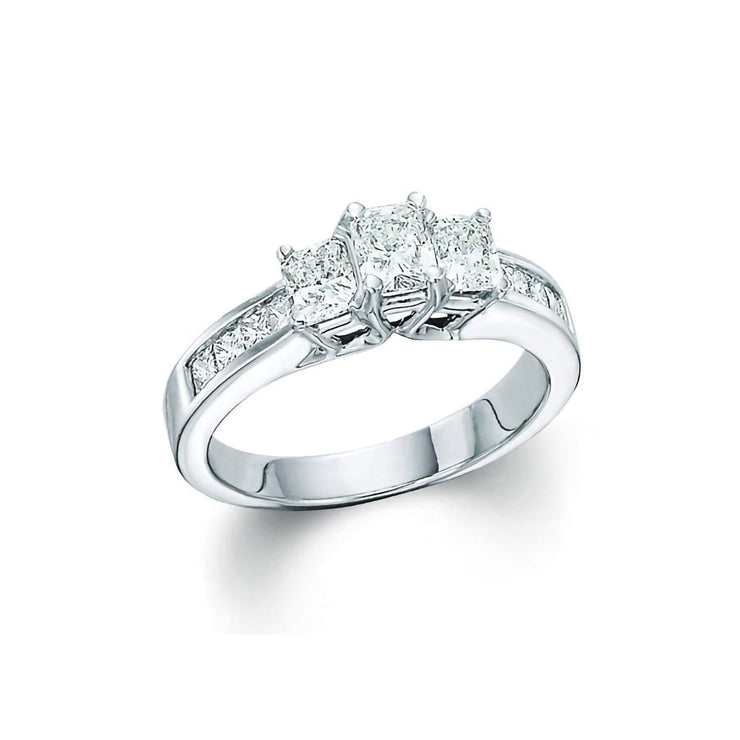 Radiant Cut 3 Stone Ring With Sides