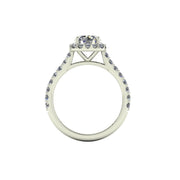 Modern Cushion Halo Side-Stone Diamond Engagement Ring