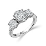 Oval Multi-stones 14K White Gold 0.75ctw Trinity Diamond Ring