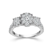 Oval Multi-stones 14K White Gold 0.75ctw Trinity Diamond Ring