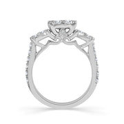 Oval Multi-stones 14K White Gold 0.75ctw Trinity Diamond Ring