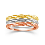 10k Tri-Color Gold 3 Braided Stackable Bands