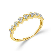 10k Yellow Gold 0.10ctw Clover Shape Stackable Diamond Band