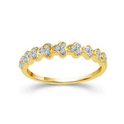 10k Yellow Gold 0.10ctw Clover Shape Stackable Diamond Band
