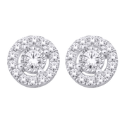 Fancy 1.00 ctw Illusion-Set Round Halo Diamond Stud Earrings