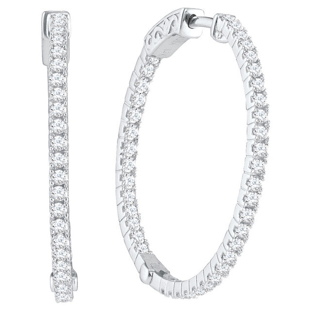 White Gold 1.00 Ctw. Diamond Hoop Earrings