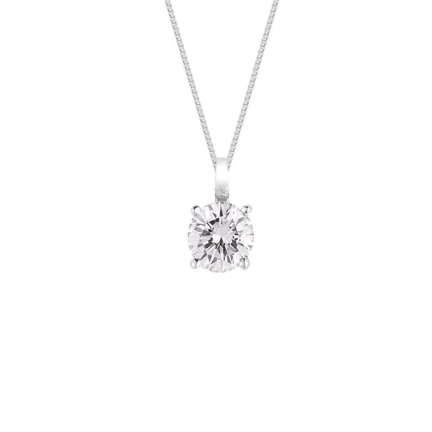 14K White Gold 0.33 Ct 4-Prong Solitaire Diamond Necklace