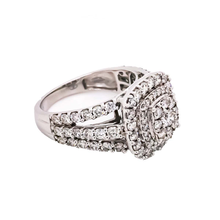 10K W/G 2.00 CTW Double Halo Cluster 3 Row Diamond Ring
