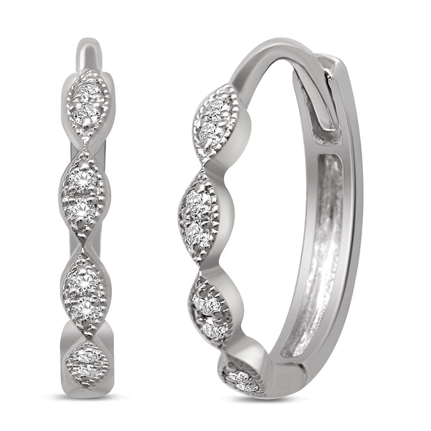 14K Rose Gold 0.1 Ctw. Scalloped Edge Diamond Hoop Earrings