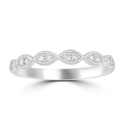 14K White Gold 1/6 Ct.Tw. Diamond Oval Shape Fashion Stackable Ring Band