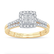 14K White Gold Halo Multi-Stone Diamond Engagement Ring