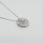 CR-P7393 - 10K White Gold Canadian Diamond Oval Vintage-Inspired Pendant