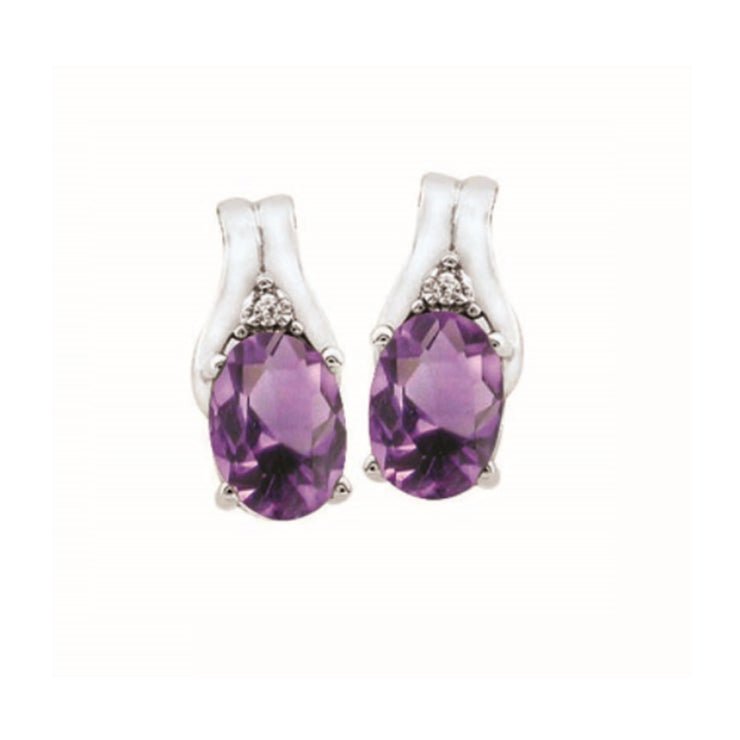 10k white gold birthstone oval shape diamond earrings