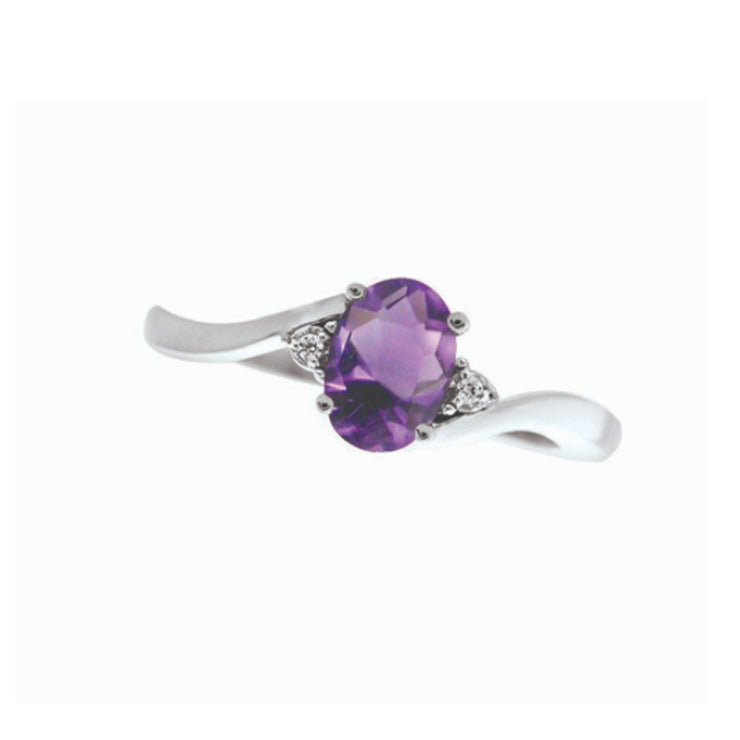 10k white gold oval birthstone and diamond ring
