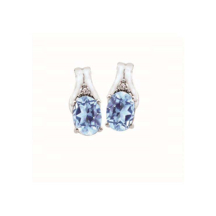 10k white gold birthstone oval shape diamond earrings