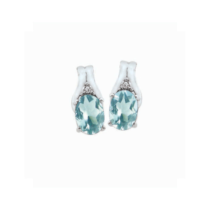 10k white gold birthstone oval shape diamond earrings