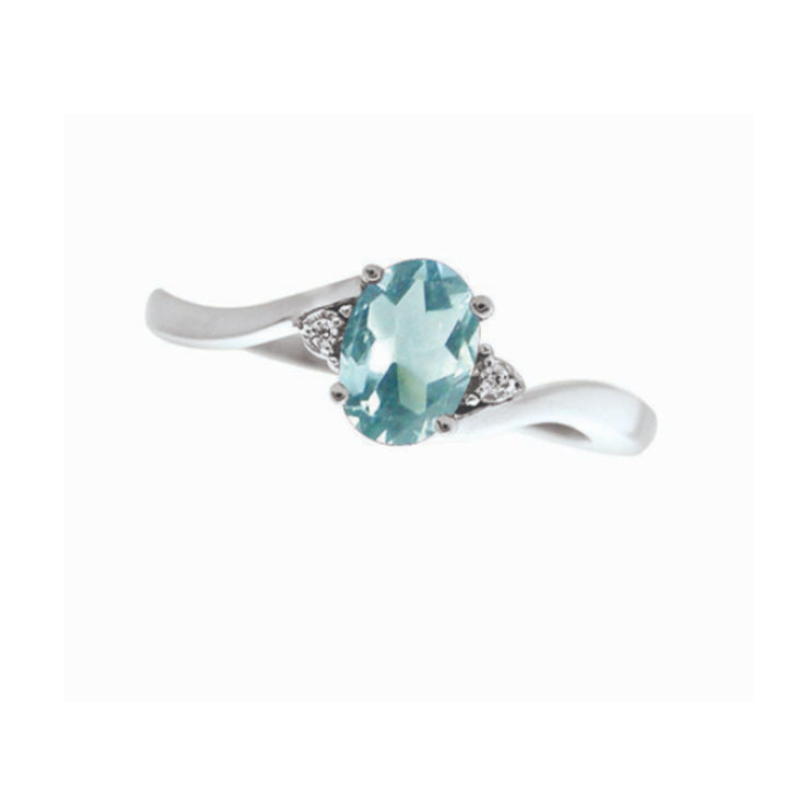 10k white gold oval birthstone and diamond ring