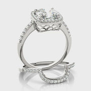 Fancy Solitaire Cushion Halo Dismond Engagement Ring(  0.82 CTW)