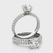 Solitaire Round Brilliant Cut Pave Shank Diamond Engagement Ring(  1.17 CTW)