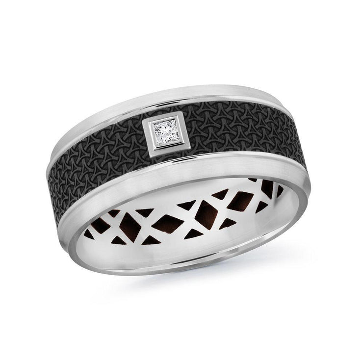 carbon-fiber-14k-white-gold-imprinted-motif-bezel-set-princess-diamond-mens-wedding-band-9-mm-fame-diamonds